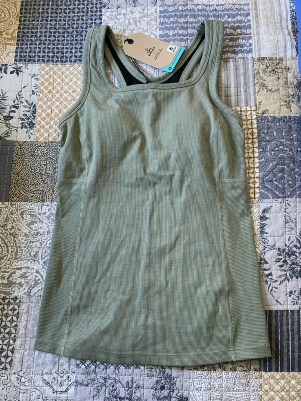 Prana Becksa Tank - Sage Green Racerback w bra lining